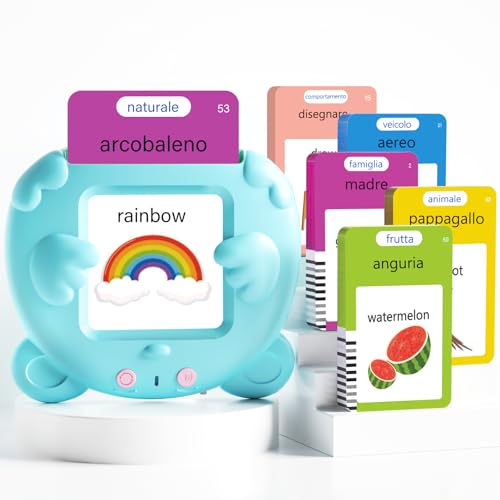 Italian and English Talking Flash Cards for Toddlers, 510 Sight Words Bilingual Learning Toys for Children, Autism Pocket Speech Therapy Toys, Italiano Vocabulary Educational Flashcards