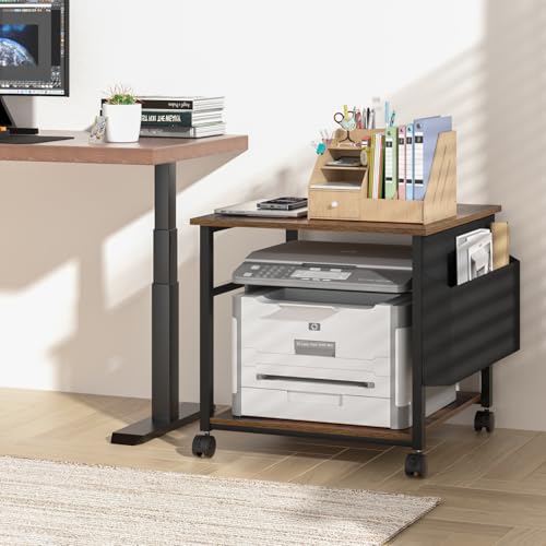 Image of Lerliuo Brown Large Printer Stand with Storage