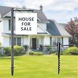 Strapazierfähige Immobilien-Schilderpfosten, 2,4 m, winddicht, 91,4 - 238,9 cm, verstellbarer Säulenarm und stabiler kommerzieller Immobilienmaklerpfosten für Hof, offenes Haus, Außen