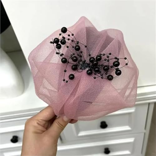 Velo para graduación y cenas de gala diadema roja con tocado de malla elegante 5