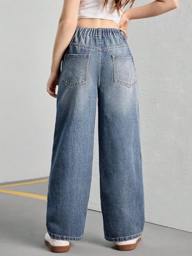Verdusa Girl's Vintage Wide Leg Baggy Jeans Loose Denim Pants with Pockets2