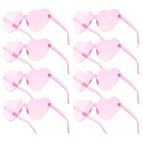 Yomaido 8 pares Rosa Gafas de Fiesta, Gafas en Forma de Corazón, Gafas Fieste Divertidas de Carnaval/Navidad/Cumpleaños