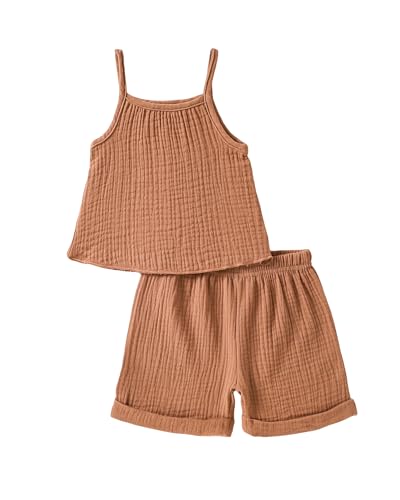 Image of Weebaby Toddler Girl Clothes Baby Summer Outfits Sleeveless Halter Top Ruffle Short Set Cute Kids Clothes Girls