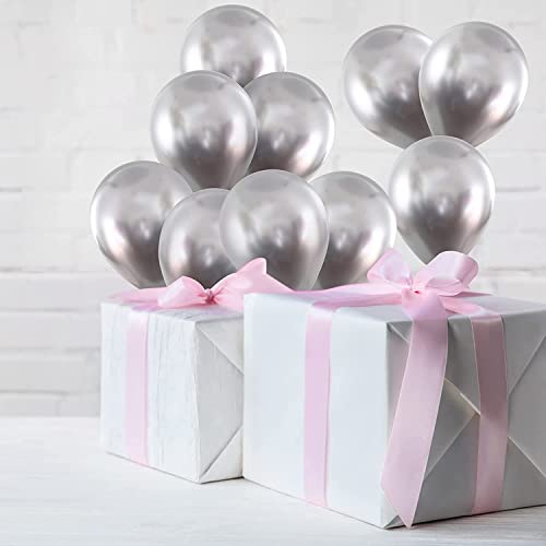 Image of Silver Chrome Balloons, 30 pcs Silver Chrome Metallic Balloons for Birthday, Anniversary, Engagement, Wedding Decorations, Baby Shower, Festival Party Decorations (30 Pcs, SLVRCh)