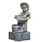 卓上の噴水 模造銅樹脂製小型噴水、男の子の鉢、循環水、ヨーロピアンスタイルの装飾品 デスクトップ噴水