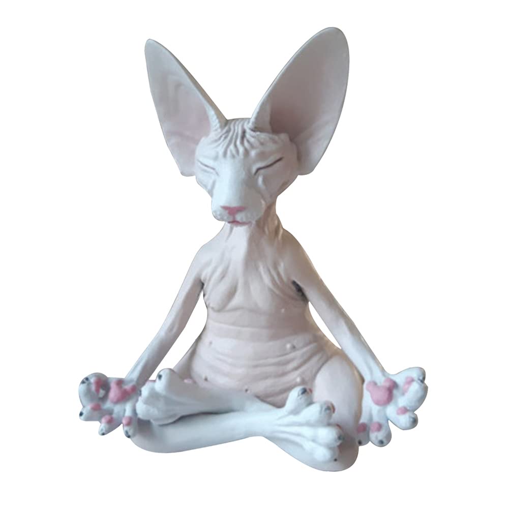Figuras de gato Buda Meditación Estatua Yoga Animal Gatos Arte Escultura Decoración