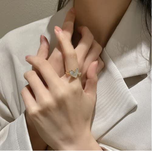 Awmnjtmgpw 18K gold love diamond Moonstone opal cubic zircon ring women's fashion fresh small jewelry ring birthday party wedding engagement ring opening adjustable4