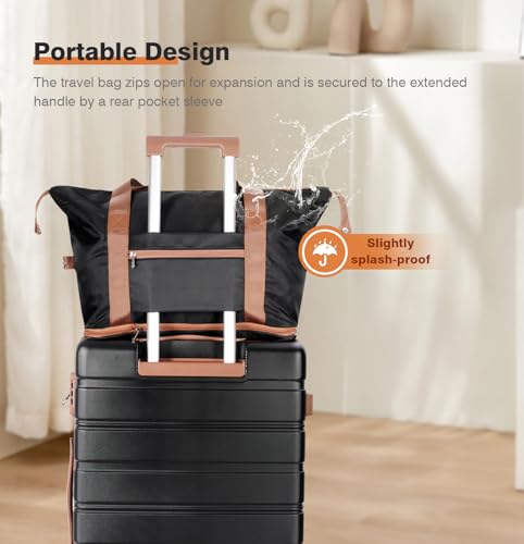 Image of Luggage Sets 5 Piece Polycarbonate Hard Shell Suitcases Airline Approved, Lightweight Luggage with Spinner Sheels TSA Lock, YKK Zippers, Suitable for Family Black(20 /24 /28 /DB /TB)
