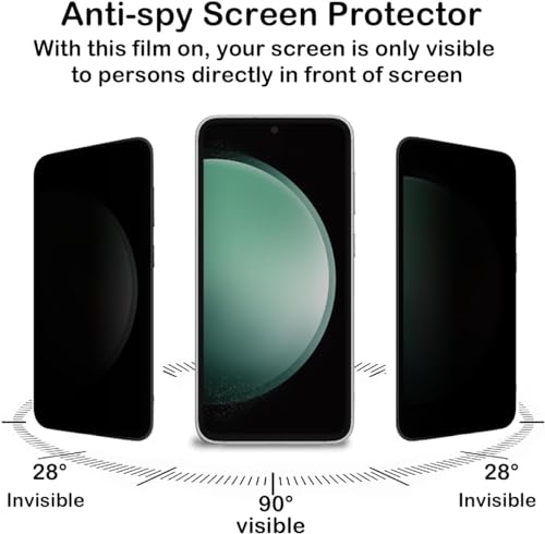 Image of ZARALA Privacy Screen Protector for Samsung Galaxy S23 FE Fingerprint is Not Working Anti-Spy Tempered Glass Film, 9H Hardness, Anti Scratch, High Sensitivity, Anti-Spy Screen Protector