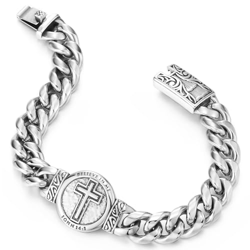 Pulsera de acero inoxidable con cruz masculina miniatura 4