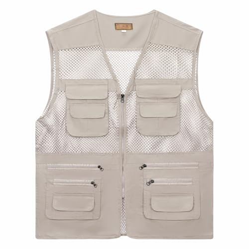 Image of AOTORR Men's Utility Fishing Vest Lightweight Outdoor Work Safari Travel Multi Pockets Waistcoat Jacket