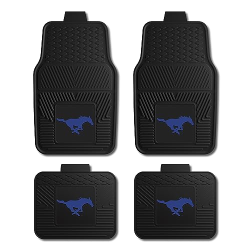 Fanmats Southern Methodist University Mustangs - Blue Set of 4 Car Mats for Cars SUV Pickups - All Weather Protection Deep Reservoir Design Universal-3D NCAA logo-29x17 Front -14x17 Rear Mat
