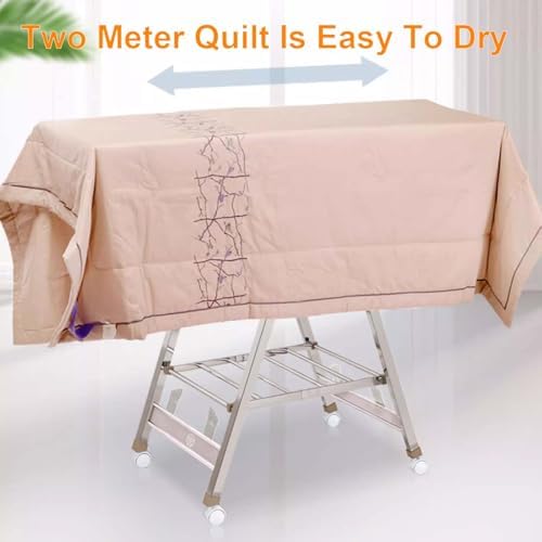 Stainless Steel Clothes Drying Rack, Heavy Duty Laundry Drying Rack, Adjustable and Foldable Clothes Drying Rack, Free-Standing Laundry Stand, Stainless Steel Garment Ra