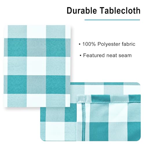 Nappe imperméable contre les taches nappe carrée vichy turquoise