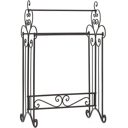 Free Standing Towel Rack 3 Bar Metal Towel Rack Stand Organizer For Bathroom,Bedroom,Laundry Room,Kitchen,Pool, Retro Black #TOP2