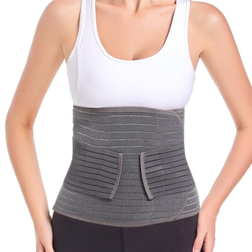 Funcy Postpartum Belly Support Wrap Support Recovery Band, Abdominal Binder Post Surgery for Women and Men, C section Tummy Tuck Herina Recovery Compression Belt (Grey, One Size)