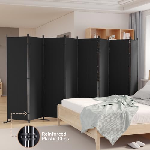 C-Hopetree 8 Panels Room Divider, 6 Ft Tall Indoor Folding Privacy Screen, Portable Partition Separator, Freestanding Separation Temporary Wall for Office, Bedroom, 160" W X 71" H, Black by C-Hopetree - Image 4
