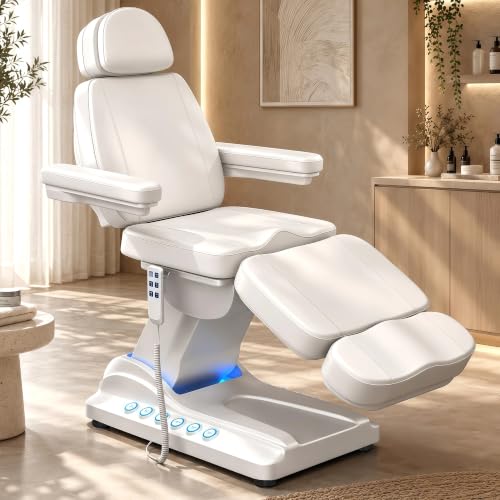 Image of Electric Massage Table, 3 Motor Adjustable Facial Bed with Lift for Spa