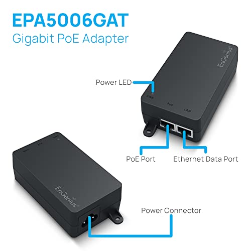 Image of EnGenius Gigabit Power Over Ethernet PoE+ Injector | 30W | 802.3af /at | Plug & Play | Up to 100 Meters (328ft) | Single Port [EPA5006GAT]