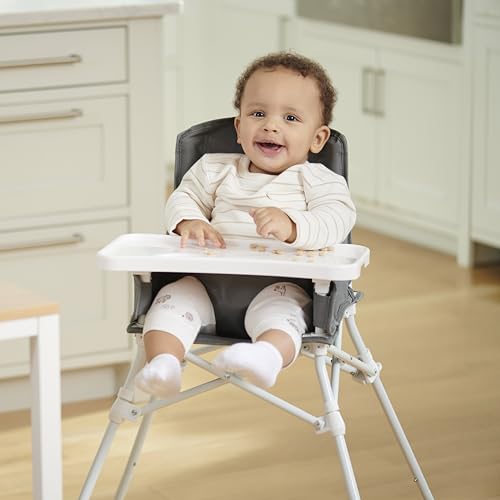 Image of Regalo My Portable High Chair, Foldable High Chair for Babies & Toddlers, Indoor /Outdoor Baby Chair, Travel High Chair with Tray & Cup Holder, Gray