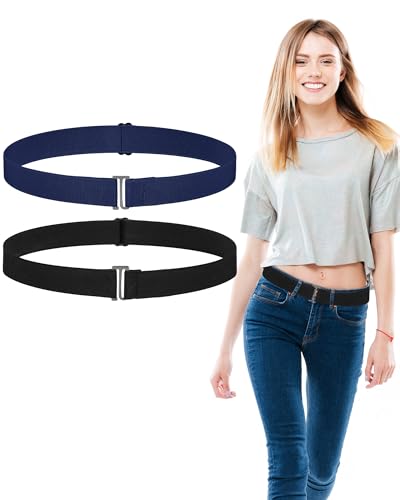 Image of SATINIOR 2 /3 /4 Pack Women Elastic Stretch Belt Invisible Sweater Shirt Tuck Band with Flat Buckle for Jeans Pants