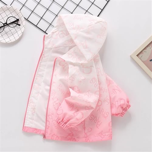Boys Girls Waterproof Windbreaker Jacket Casual Fashion Letter Print Hoodie Kids Y2k Long Sleeve Zip Up Thin Coat2