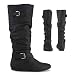 Twisted Women's Faux Leather Slouchy Buckle Strap Mid Calf Boots - VAN0109 Black, Size 10