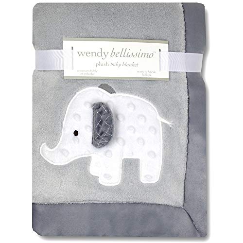 Image of Wendy Bellissimo Super Soft Plush Baby Blanket - Elephant Baby Blanket in White & Grey (30x40)