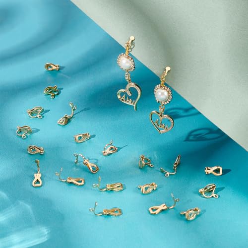 UNICRAFTALE About 20Pcs Real 18K Gold Plated Clip-On Earring Findings with Loop 12mm Long Stainless Steel Clip-On Earrings Converter Components Golden Non-Pierced Earring for DIY Earring Making - Image 2