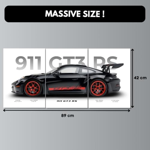 Image of Funk You Store Porche 911 GT3 RS Poster Split Design Car Posters | 3 A3 Sized Cars Poster for Wall | Large Size (89 x 42 cm) Porche Wall Decor | 911 Car Posters for Room | Supercar (B 048)