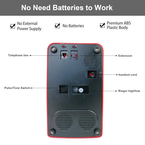 Image of TelPal Red Retro Phone, Corded Antique Telephone Vintage Landline Phone with Old Fashioned Rotary Dial Keypad, Decorative Classic 80s Desk Phone for Home,Office, Hotel, School & Gift