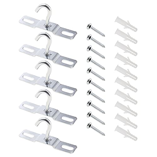 5 ganchos de luz de techo de metal con Sccrews y tapones para lámparas de luz, plantas de araña, hamaca, ventilador de techo de 76,8 x 17,5 mm