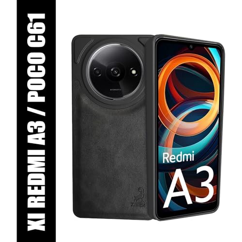 Image of AIBEX Shield Back Cover Case Compatible with Poco C61 / Xiaomi Redmi A3 Back Cover | Flexible Vegan Leather | Full Camera Protection | Raised Edges | Super Soft-Touch | Bumper Case