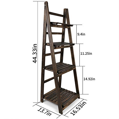 Amoy Indoor Plant Stand - Plant Shelf Outdoor Clearance for Multiple Plants 4 Tier Foldable Corner Rustic Wood Free Installation Display for Living Room Patio Garden Balcony - Thumbnail 4