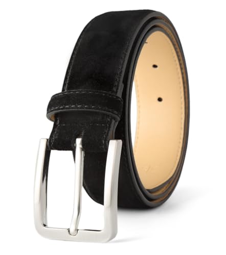 Image of Men's Belt Casual Genuine Leather Suede Belts for Men 1 3 /8 inch Wide Elegant Golf Dress Belt