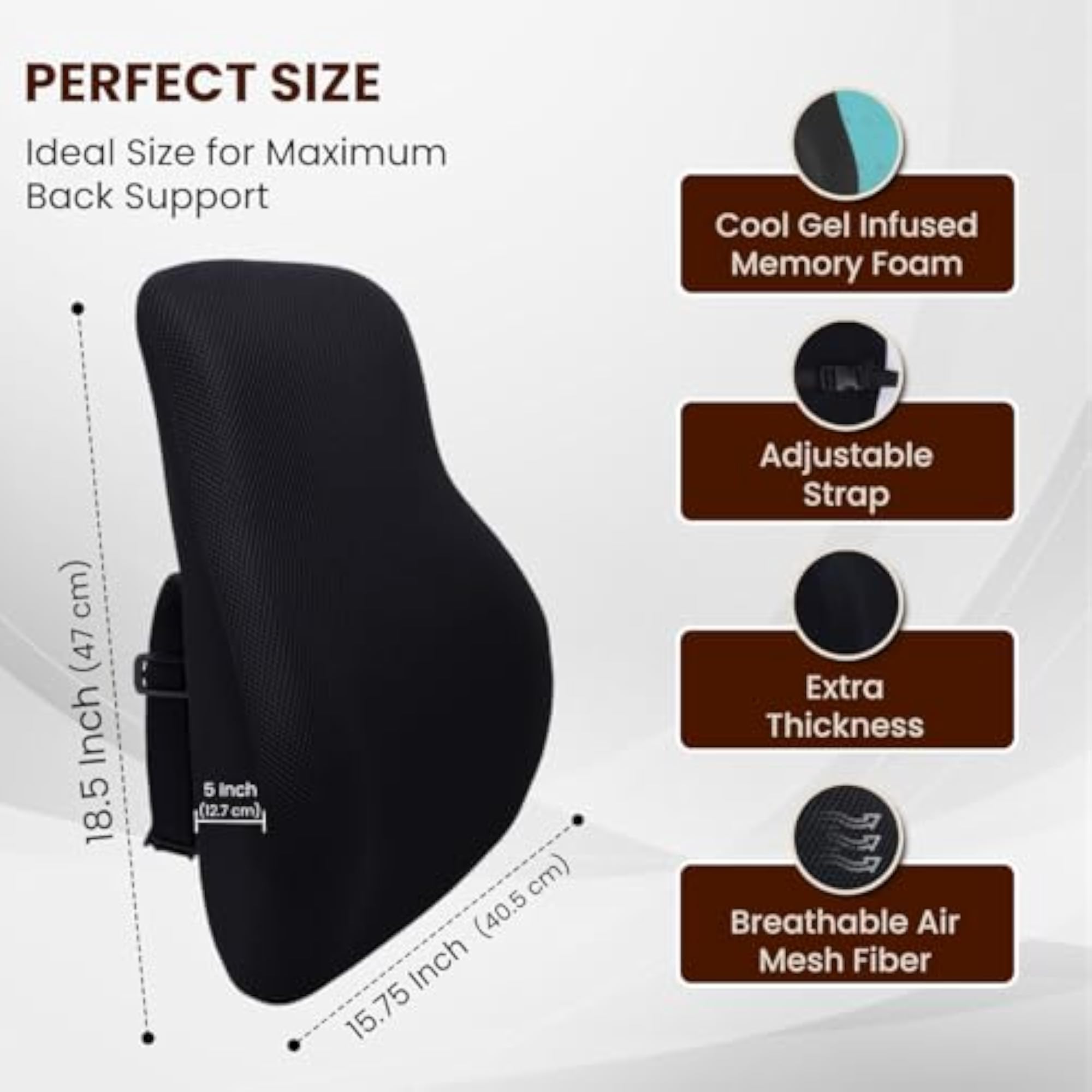 Orthopedic Lumbar Back Rest Support Pillow for Office Chair