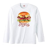 Lindwurm Tシャツ メンズ 長袖 ロングTシャツ レディース おしゃれ ハンバーガー Burgers ジャンクフード JUNK FOOD マンチ MUNCHIES ユニセックス プリントTシャツ ホワイト XL