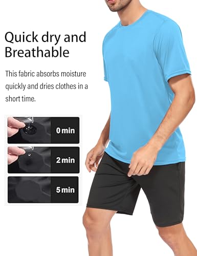 HOPLYNN 5/7 Pack Men's Dry Fit Workout Gym T Shirts, Short Sleeve Active Running Athletic Tee Tops3