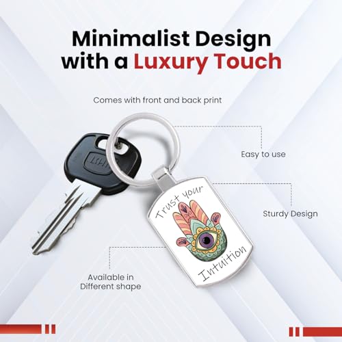 Image of Stylish Metal Keychains with Permanent Glossy Print - Inspirational Quotes & Spiritual Designs - Perfect Key chains for loved ones, Personal Use, Gifts & Return Gifts