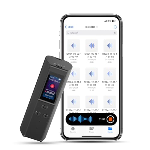 HEVAVW 128GB Voice Activated Recorder with Playback: Magnetic Audio Recorder with AI Noise Cancellation, 220 Hours Continuous Recording, Recording Device for Lectures Meetings Interviews Classroom