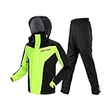 Regenanzug Herren Damen Wasserdichteranzug Regenjacke Licht Atmungsaktiv Reflektierende Fahrrad Arbeits Jacke Mit Doppeltem Wasserdichtem Hut (Atmungsaktives Grün, XL)