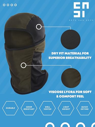 Image of inchPack of 2 Black & Blue Premium Face Mask for Bikers I Breathable Full Face Cover Balaclava for Men I Helmet Mask for Dust Protection