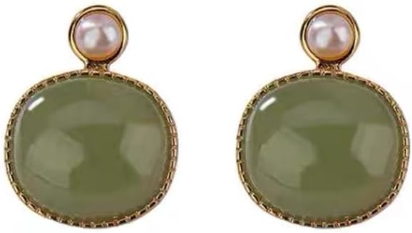 S925 Silver And Gold Plated With Natural Wada Green Jade Pearl Earrings for Women Yoga Genuine