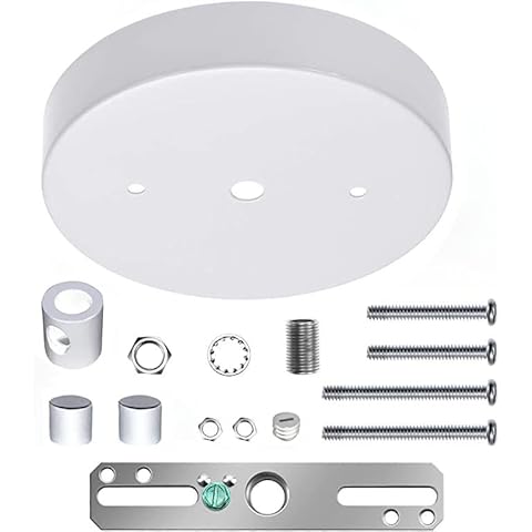 Chandelier Canopy Kit, WOYTTSYSM5 1/8 Ceiling Lighting Modern Steel Canopy Kit Light Fixture Cover Plate with Hardware for Pendant Lighting Fixtures (White) Cover