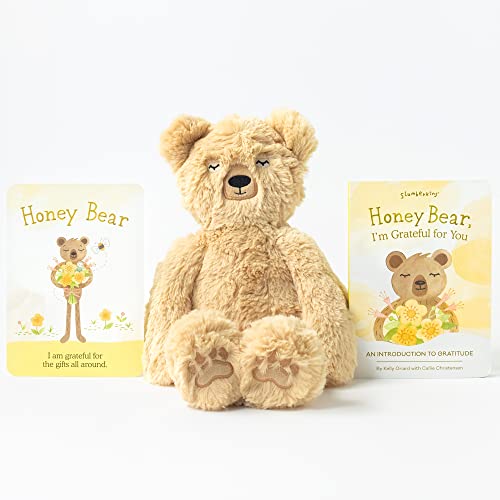 Image of Slumberkins 14" Kin & Board Book | Promotes Gratitude, Respect & Sharing | Social Emotional Tools for Ages 0+ (Honey Bear Kin & Board Book)