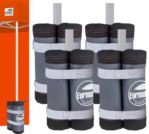Image of Eurmax USA 4-Pack 180LBS Capacity Universal Canopy Weight Bags,Heavy Duty Windproof Sandbags with All-Around Wrap Design,Ultimate Stability for Pop Up Tent,Shelter in High Winds(Sand Not Included)