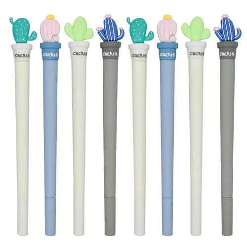 8 bolígrafos de gel cactus florales multicolor 0.5 mm miniatura 1