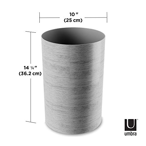Umbra Treela Small Trash Durable Garbage Can Waste Basket For Bathroom, Bedroom, Office And More | 4.75 Gallon Capacity With Stylish Light Grey Barn Wood Exterior Finish, Graywood #TOP1