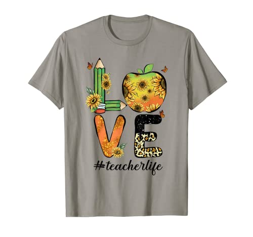 Love Teacher Life Girasol 100º día de escuela educador Camiseta