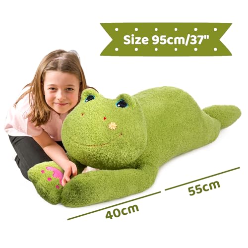 BEJOY Giant Frog Teddy Plüschtiere, Riesige Frosch Stofftier, Flauschiger Plüsch-Frosch Süßes Plüschspielzeug für Kinder Freundin Familie, Liebesgeschenke 95cm